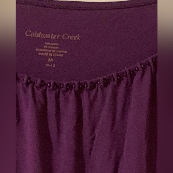 Coldwater Creek women’s purple 3/4 top small beads at neckline. Size medium EUC - Picture 13 of 16